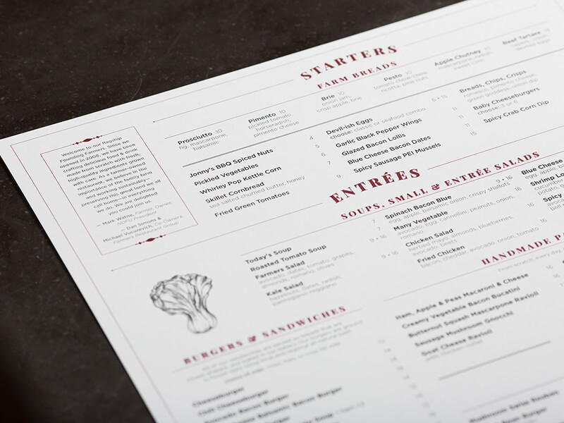 Founding Farmers Menus