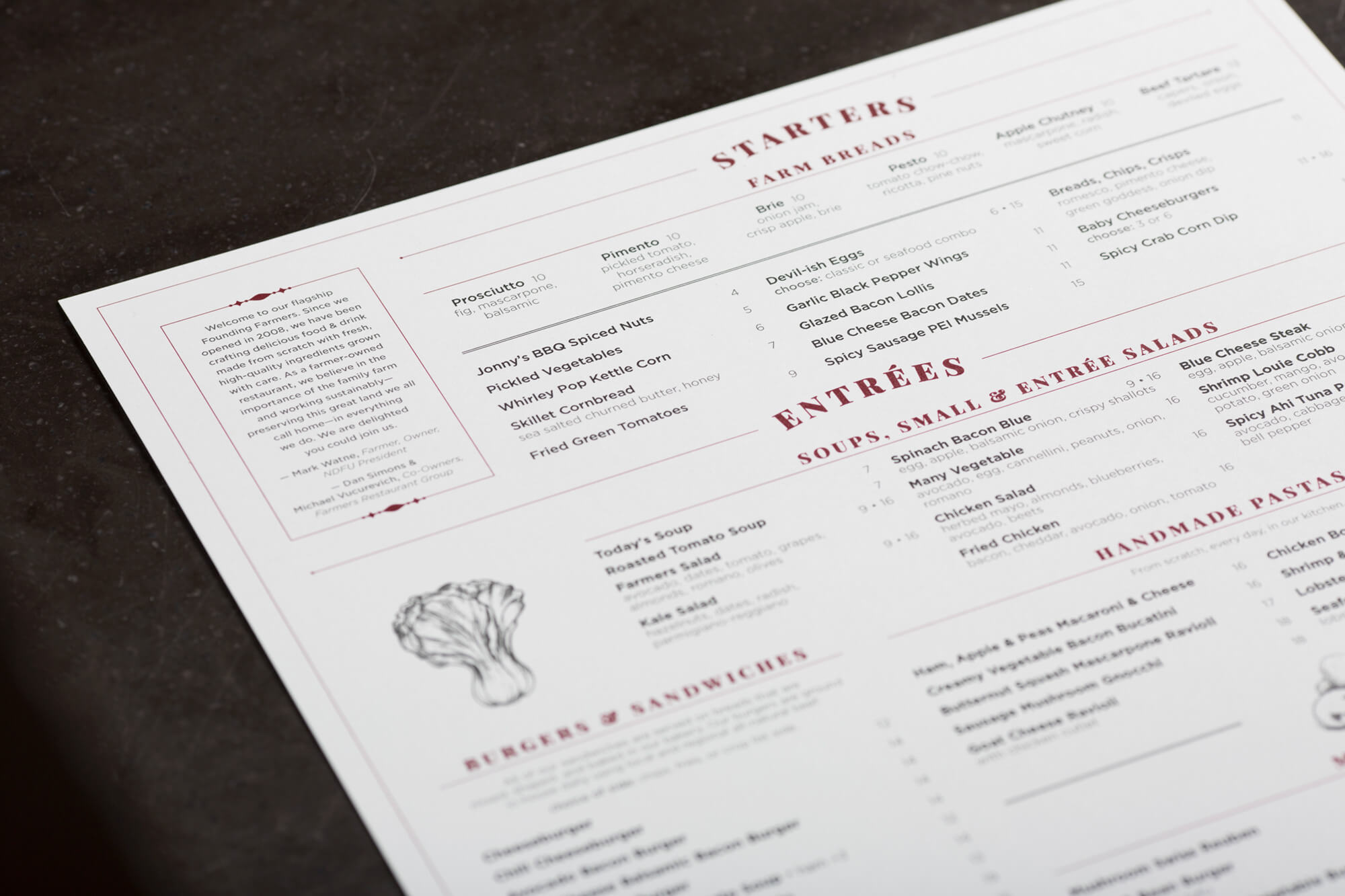 Founding Farmers Menus