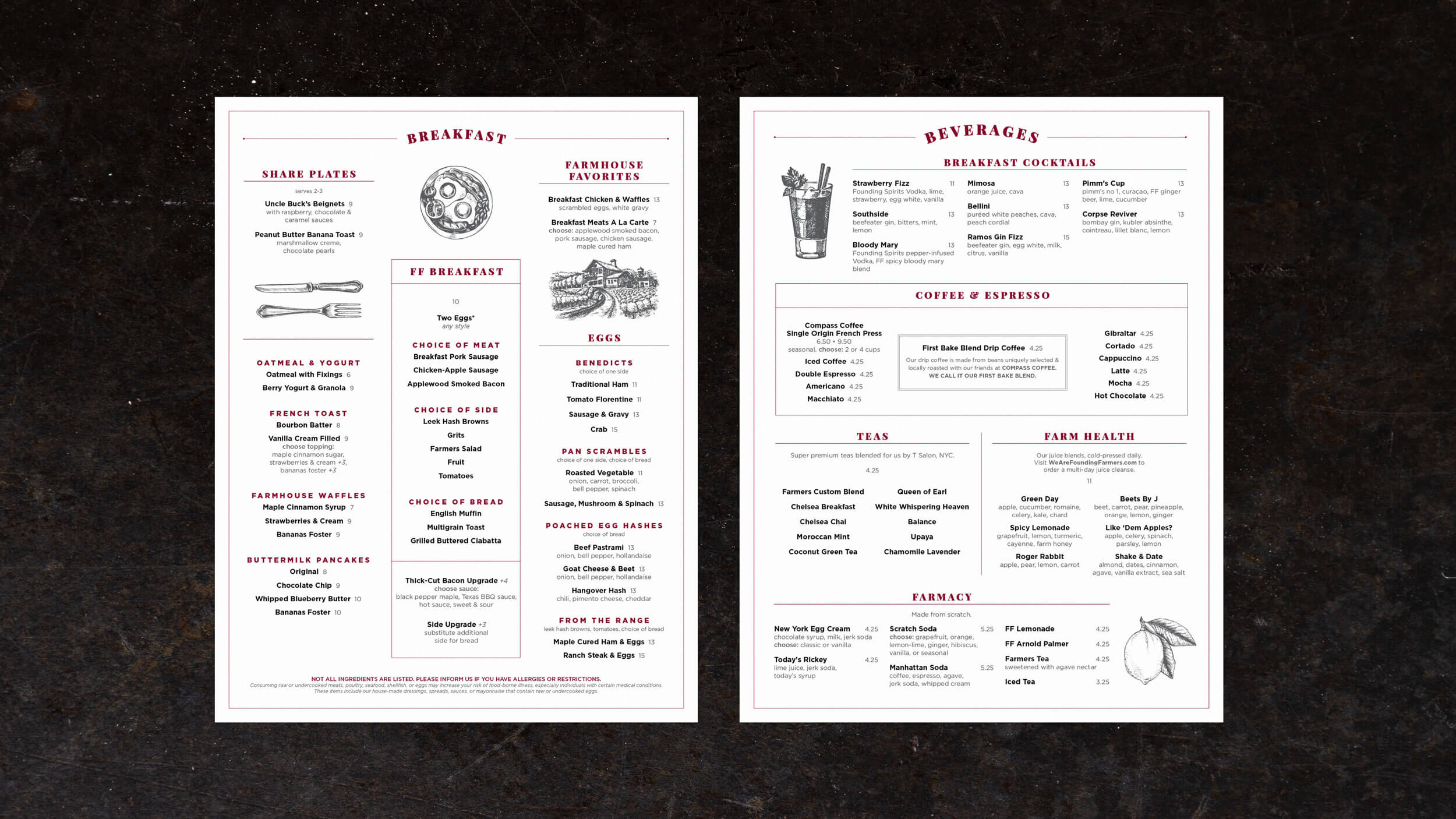 Founding Farmers Menus